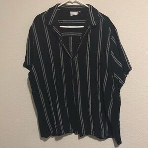 ASOS SHORT SLEEVED BUTTON DOWN SHIRT in NAVY BLUE